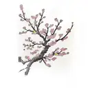 cherry blossom tree forearm tattoo with cherry blossoms falling from the branches tattoo design idea