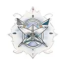 Merchant ship, wheel and shark  tattoo design idea