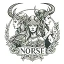 norse norns with Sophie written above their heads looking tattoo design idea