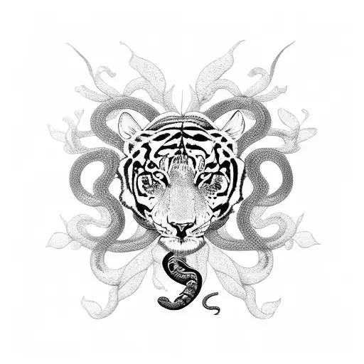 Combine a snake, butterfly, and a tiger lily in a unique design tattoo design idea