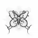 Combine a snake, butterfly, and a  lily in a unique design tattoo design idea