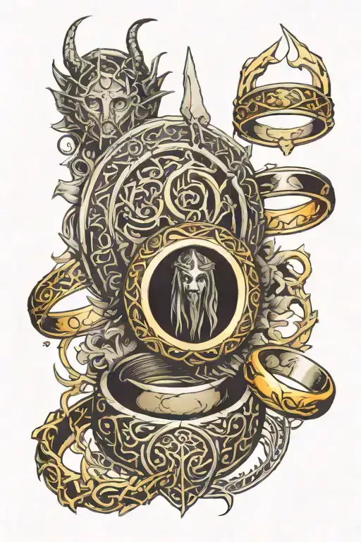 the lord of the rings- narsil- aragorn- sauron- the one ring   tattoo design idea