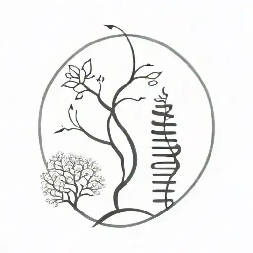 DNA and tree growing tattoo design idea