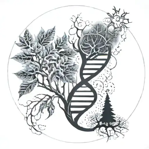 DNA and tree growing tattoo design idea