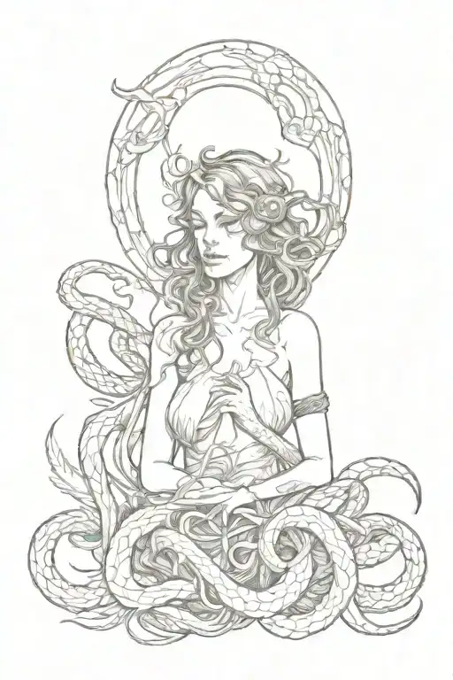seraphim with snakes wrapped round tattoo design idea