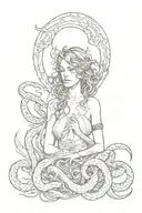 seraphim with snakes wrapped round tattoo design idea