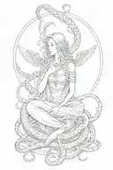 seraphim with snakes wrapped round tattoo design idea