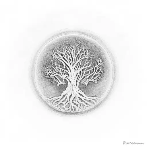 Tree of Life with small circle around and minimalistic design for forearm  tattoo design idea