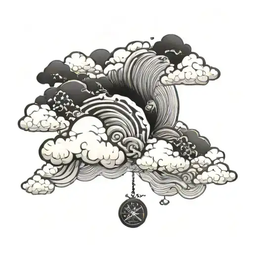 blackout japanese style clouds tattoo design idea