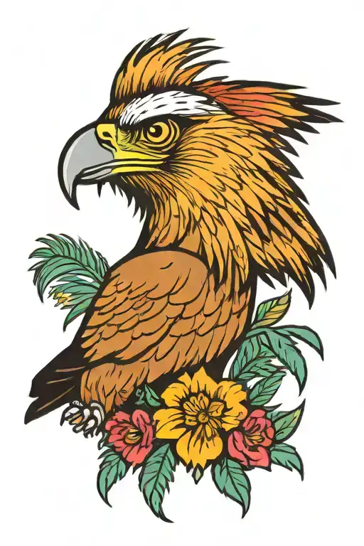 philippine eagle and carabao   tattoo design idea