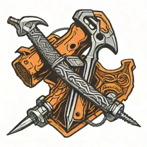 electrician tools including a hammer, wire cutters, and screwdrivers  tattoo design idea