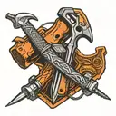 electrician tools including a hammer, wire cutters, and screwdrivers  tattoo design idea