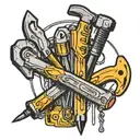 electrician tools including a hammer, wire cutters, and screwdrivers  tattoo design idea