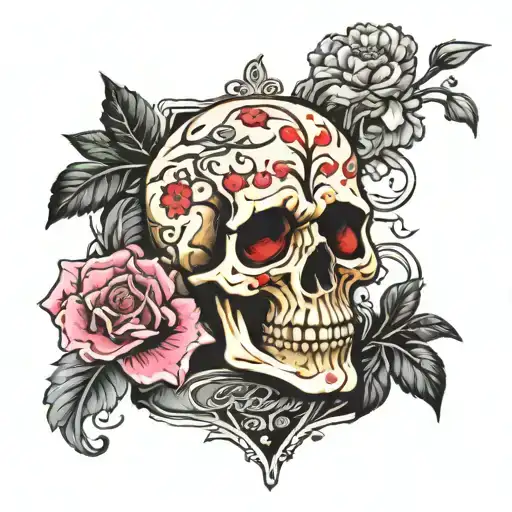 sakura jack daniels skull tattoo design idea
