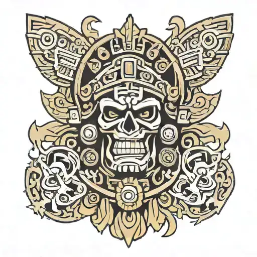 aztec god of death tattoo design idea