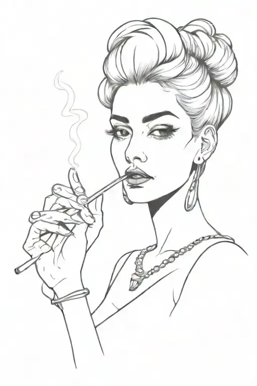 gangster girl smoking cigarette tattoo design idea