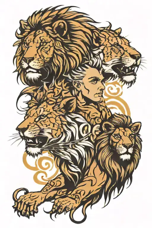 Daniel and the lions den tattoo design idea