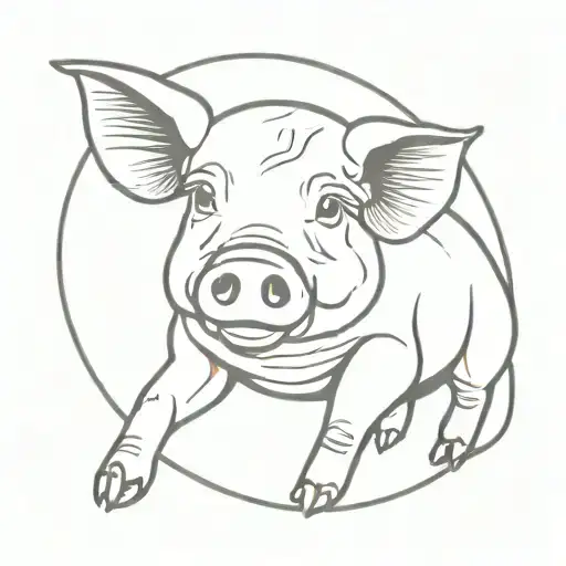 Design a minimalist tattoo of a pig with a halo to symbolize your love for pigs and the agricultural community tattoo design idea