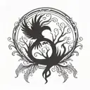 autism tree of life and phoenix bird tattoo design idea