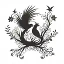 autism tree of life and phoenix bird tattoo design idea