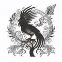 autism tree of life and phoenix bird tattoo design idea