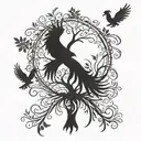 autism tree of life and phoenix bird tattoo design idea