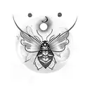 Death Moth and moon with florals chest tattoo tattoo design idea