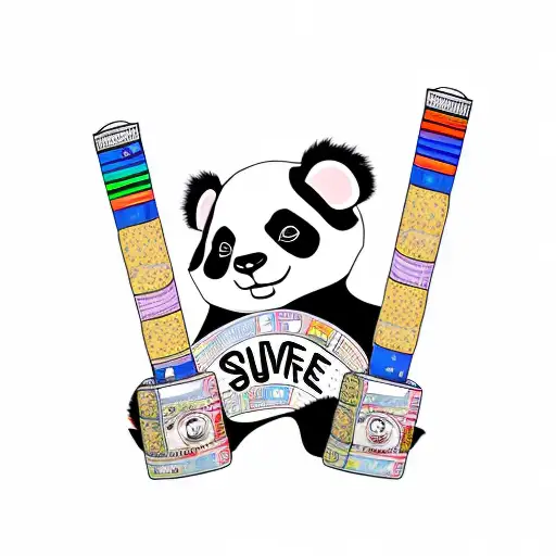 A panda face with a bandaid under his eye that has the word "survive" on it tattoo design idea