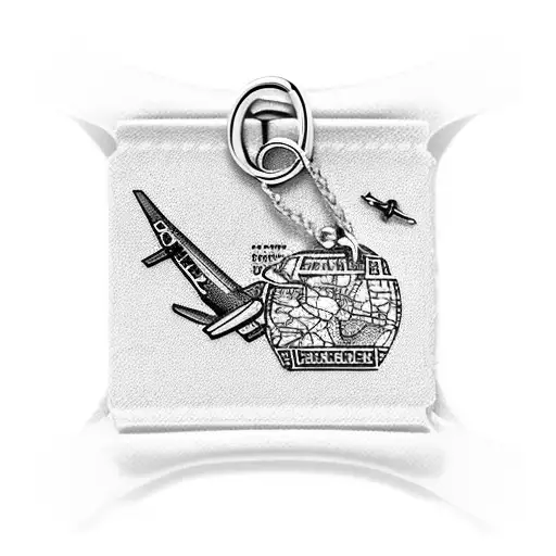 A bracelet adorned with travel-themed charms like airplanes, suitcases, and passports tattoo design idea