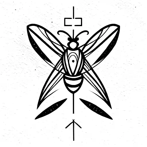 Spiritual Insect Geometric  tattoo design idea