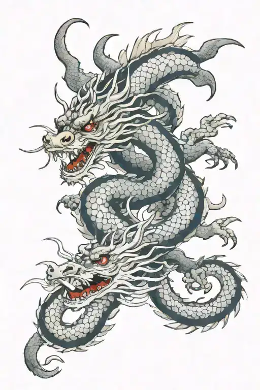 Fenghuang and dragon intertwined tattoo design idea
