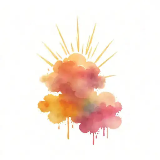 sun rays shining clouds tattoo design idea