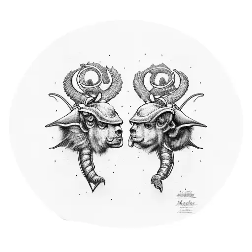 libra and aries tattoo design idea