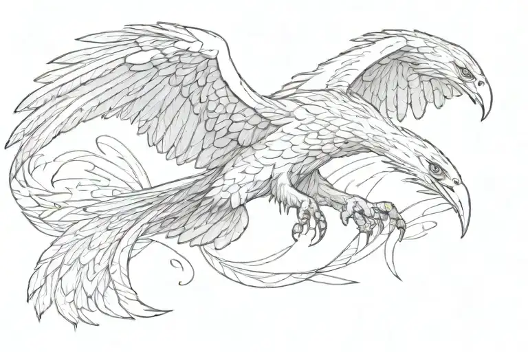 Eagle flying with snake wrapped tattoo design idea
