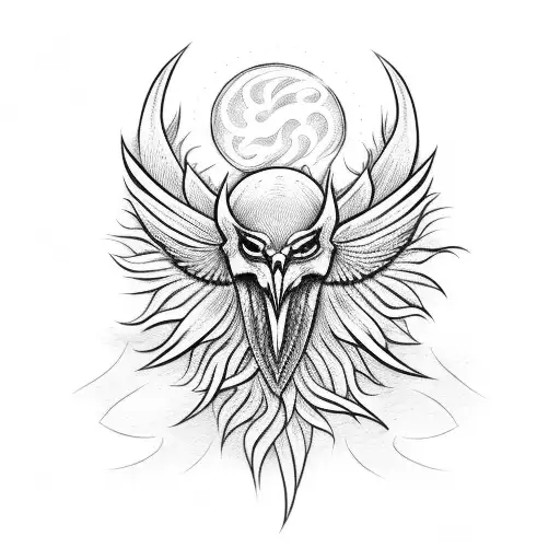 fenix with sun  tattoo design idea
