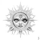 sun with fénix apart tattoo design idea