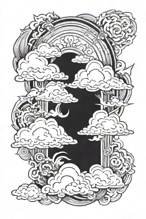 christian sleeve with clouds surrounding tattoo design idea