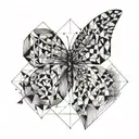 Micro-realism, words like fortitude and dedication tattoo design idea