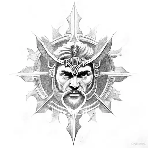 viking angel Thor sun sword  tattoo design idea
