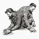 Two men masturbating tattoo design idea