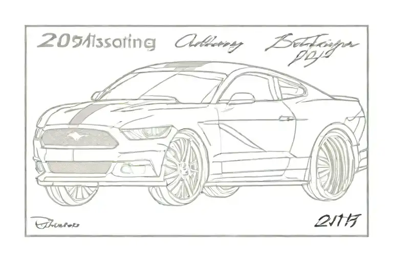 2015 mustang with stripes tattoo design idea