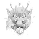 A modern concept of a remote work setup surrounded by nature and wildlife tattoo design idea