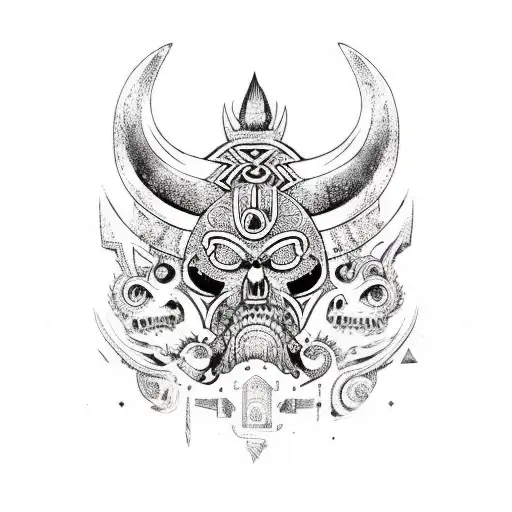 azteca y vikingo  tattoo design idea