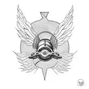 motorcycle wheel with wings made of lightning tattoo design idea