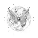 moon, phoenix, butterfly tattoo design idea
