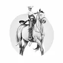 cowgirl sitting on a big horseshoe tattoo design idea