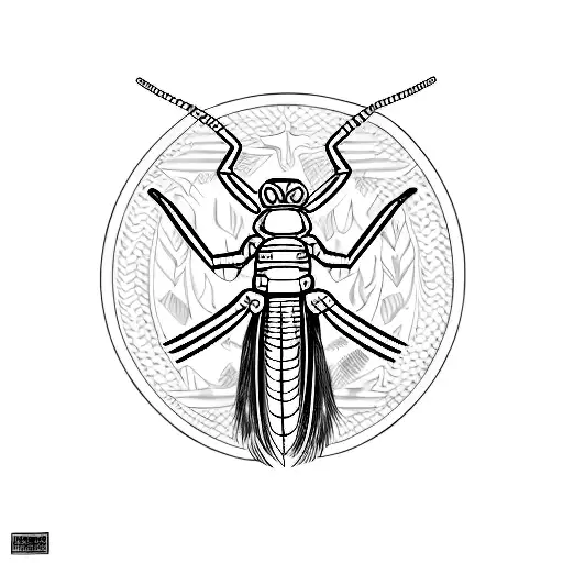 A scolopendra wrapped around a rifle with army insignia tattoo design idea