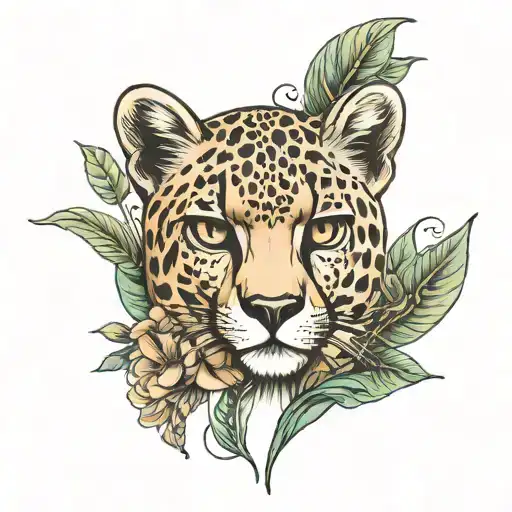 cheetah eyes plants tattoo design idea