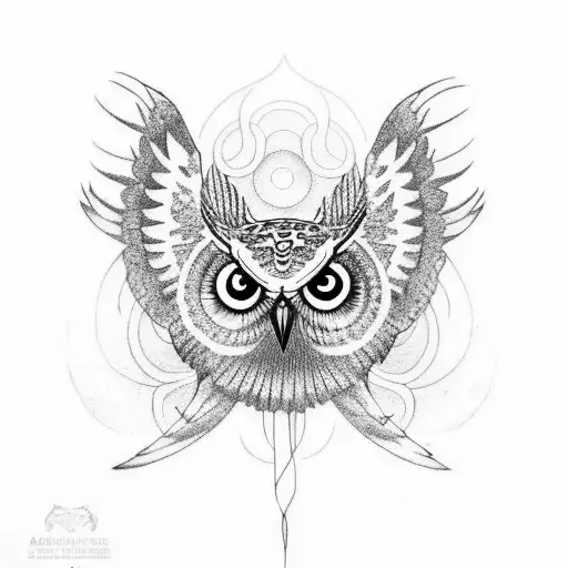 Owl flying  tattoo design idea