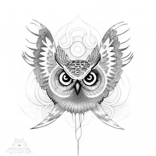 Owl flying  tattoo design idea